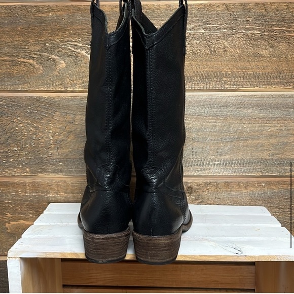 Frye Carson Pull On Black Leather Southern Western Cowgirl Festival Boots 11 - Picture 8 of 13